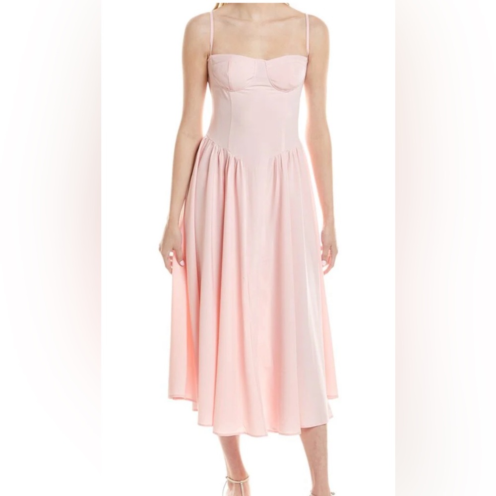 Sleeveless Light Pink Midi Dress with Spaghetti Straps